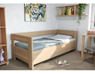 Buková postel Ela s opěrkou a úložným prostorem 