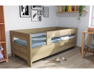 Dubová postel Ela se dvěma opěrkami a úložným prostorem