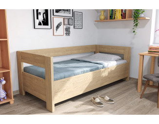 Jasanová postel Ela s opěrkou a úložným prostorem 